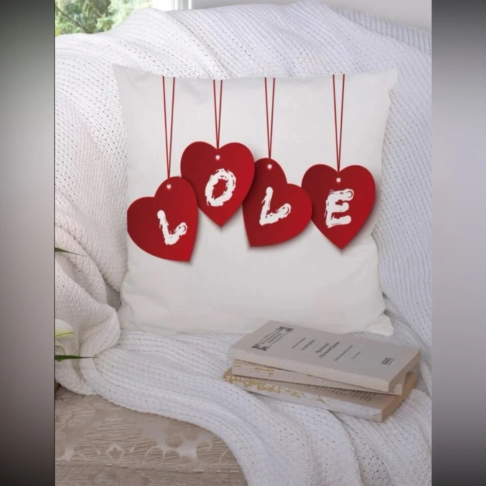 Heart & Letter Graphic Cushion Cover Without Filler new